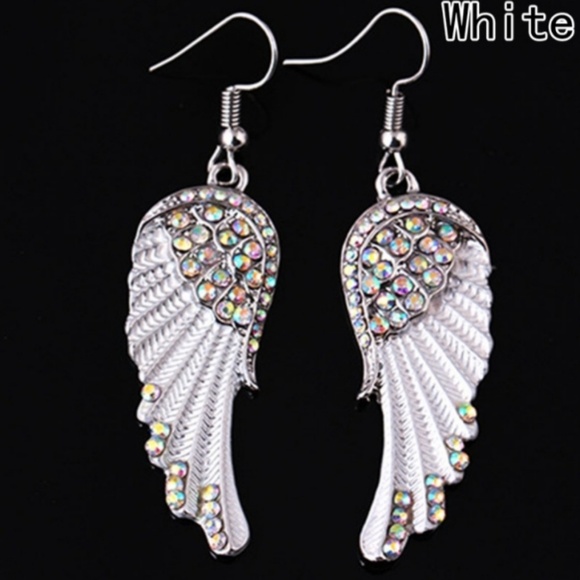 🎀Beautiful Rhinestone Feather/Angle Wing Earings - Picture 4 of 8